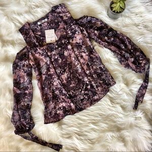 💜 Belle Du Jour Purple Cold Shoulder Tie Dye Top